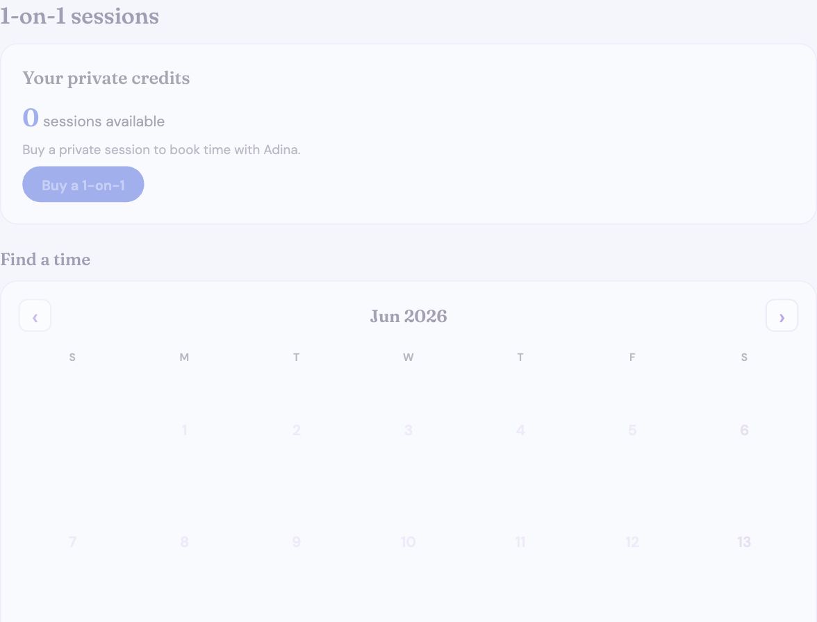 Chevre Fitness one-on-one session scheduling calendar